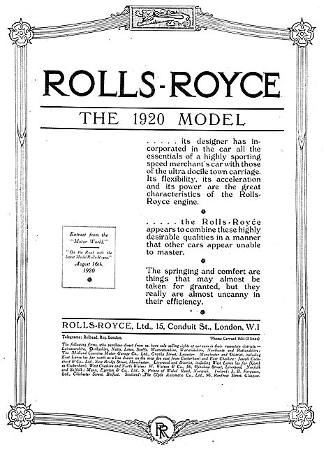 Rolls Royce 1920 Model Cars                                      