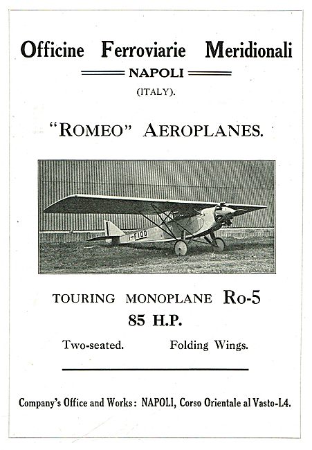 Romeo Aeroplanes - Touring Model Ro-5  85HP                      
