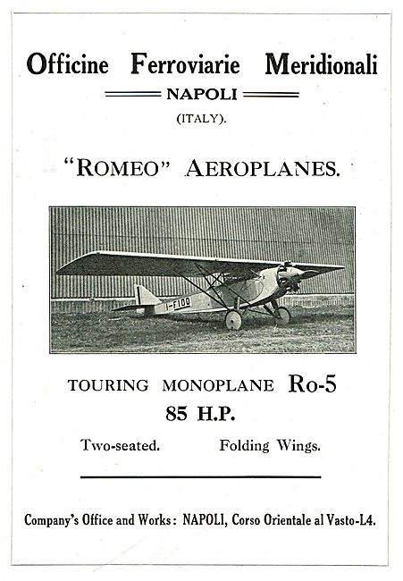 Romeo Aeroplanes - Touring Model Ro-5  85HP                      