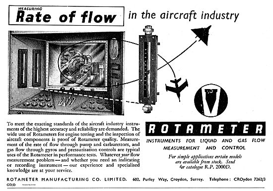 Rotameter Rate Of Flow Measuring Eqpt For The Aircraft Industry  