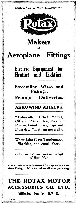 Rotax , Willesden Junction. Aeroplane Fittings & Accessories     