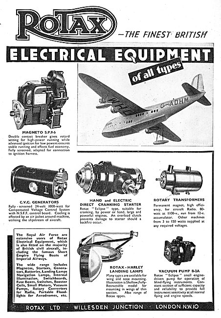 Rotax Electrical Systems & Components For Aircraft 1939          