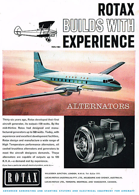 Rotax Alternators For The Avro 748                               