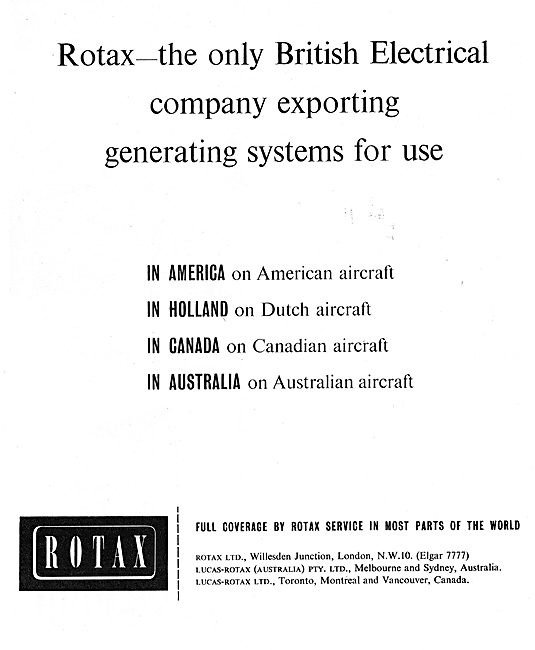 Rotax Electrical Generating Systems Exported Worldwide           