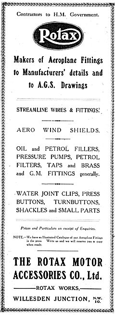 Rotax Aeroplane Parts & Fittings 1917 - AGS Parts                