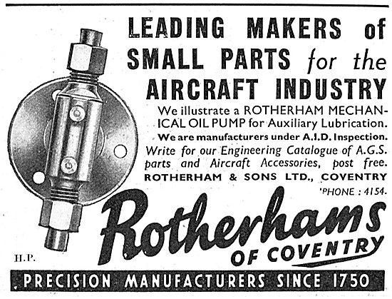 Rotherhams Of Coventry  Manufacturers Of Aircraft Parts - AGS    