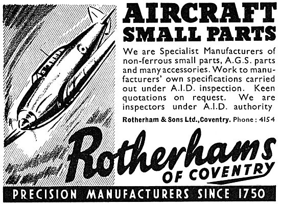Rotherhams Of Coventry : Manufacturers Of Aircraft Parts - AGS   