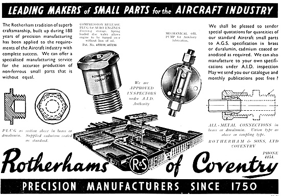 Rotherams Of Coventry : Manufacturers Of Aircraft Parts - AGS    