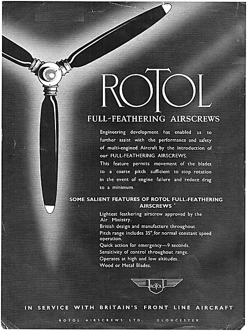 Rotol Propellers - ROTOL Fully Feathering Propellers 1940        