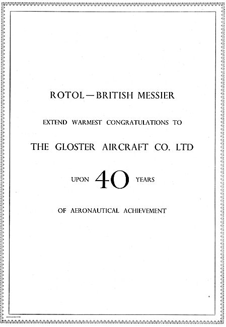 Rotol - British Messier Congratulate Gloster Aircraft On 40th    