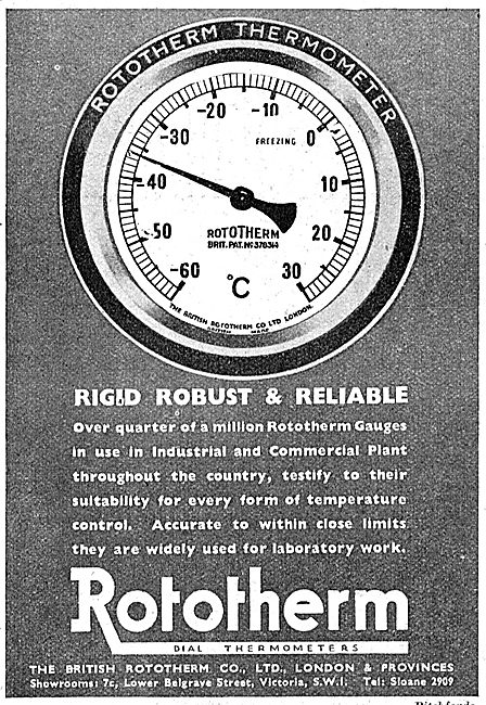 British Rototherm Industrial Temperature Gauges 1942 Advert      