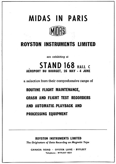 Royston Instruments Flight Data Recorders - MIDAS                