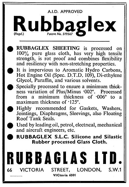 Rubbaglas Rubbaglex Sheeting For Aircraft Use.                   