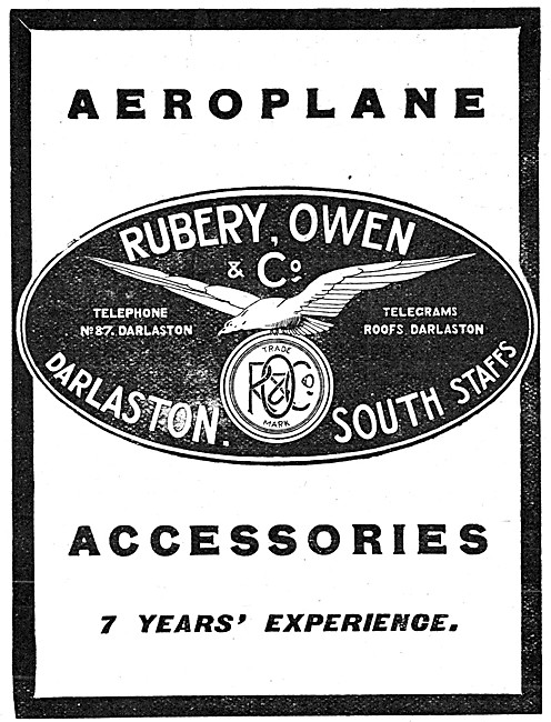 Rubery Owen Aeroplane Accessories 1917                           