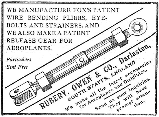 Rubery Owen Fox's Patent Wire Bending Pliers. Eye Bolts          