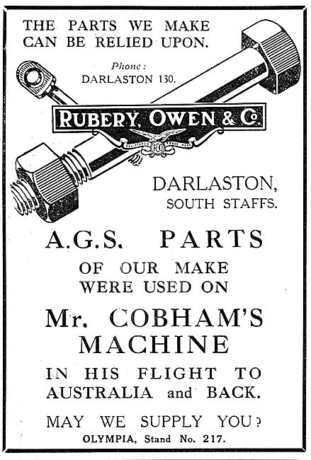 Rubery Owen AGS Parts Used On Mr Cobhams Australian Flight       