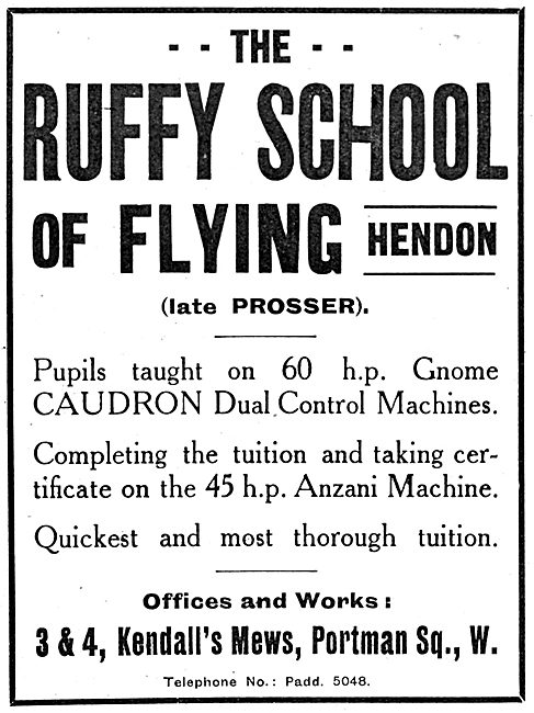 Ruffy School Of Flying Hendon 1915                               