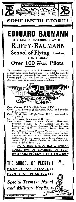 Ruffy-Baumann School Of Flying Hendon 1915                       