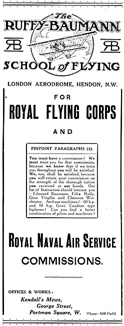 The Ruffy-Baumann School Of Flying Hendon 1915                   