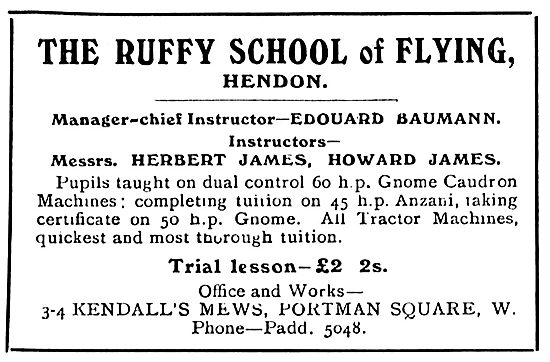 Ruffy-Baumann School Of Flying Hendon                            