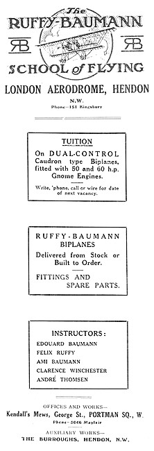 Ruffy-Baumann School Of Flying Hendon                            