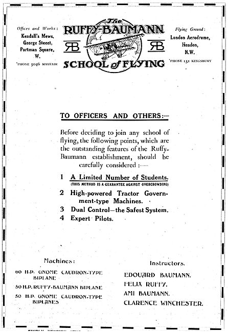 Ruffy-Baumann School Of Flying Hendon                            
