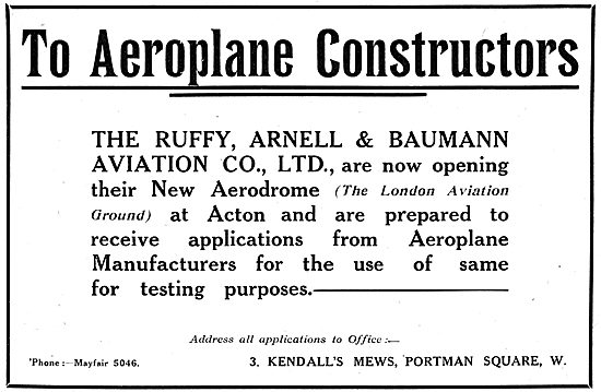 The Ruffy, Arnell & Baumann Aviation Company - Acton Aerodrome   