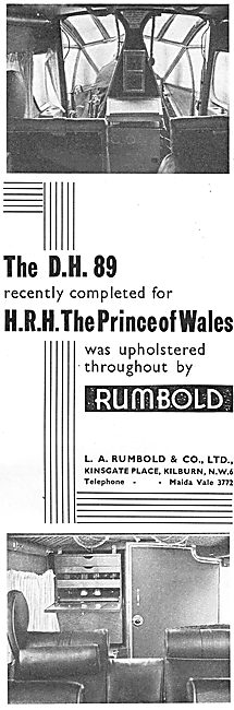 Rumbold Aircraft Seating - DH 89 HRH Prince Of Wales             