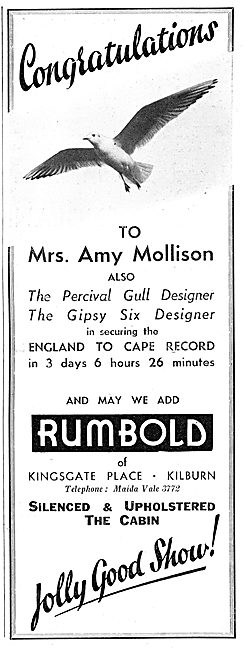 Rumbold Aircraft Seating - Mollison - Percival Gull              