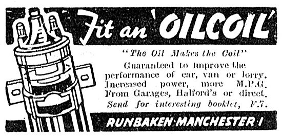 Runbaken Motor Car Oil Filled Coil. OilCoil   1949               