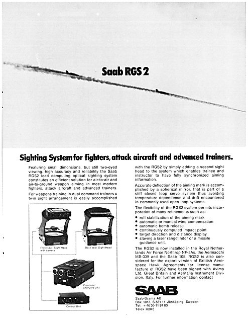 SAAB Military Avionics RGS2 Optical Sighting System 1978         