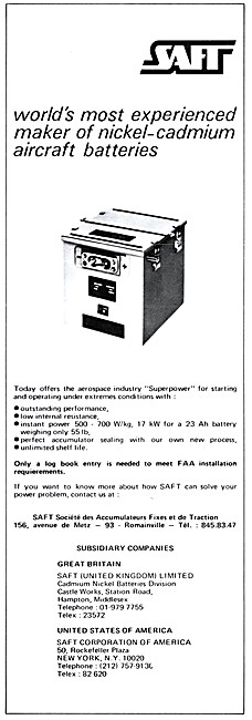 SAFT Aircraft Batteries                                          