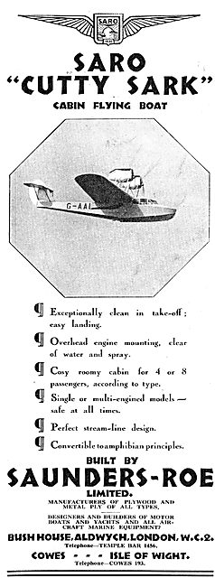 Saunders-Roe SARO Cutty Sark Cabin Flying Boat                   