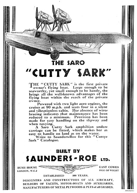 SARO Cutty Sark 1930                                             