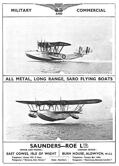 SARO - Saunders-Roe Long Range Flying Boats                      