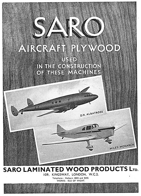 SARO Aircraft Plywood: DH Albatross : Miles Monarch              