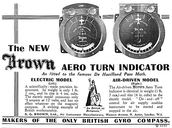 S.G.Brown Electric & Air Driven Gyro Turn Indicators             