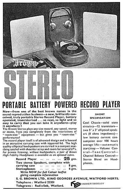 S.G.Brown Portable Battery Powered Record Player                 