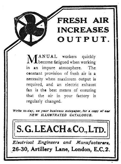 S.G.Leach & Co - Electrical Engineers. Factory Ventilation Fans  