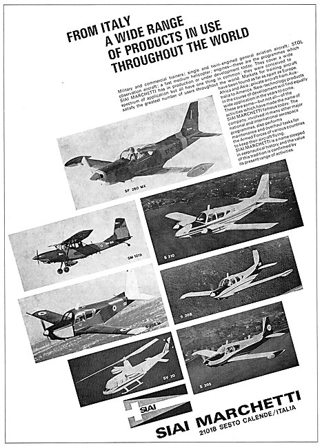 SIAI Marchetti Aircraft Range For 1973                           