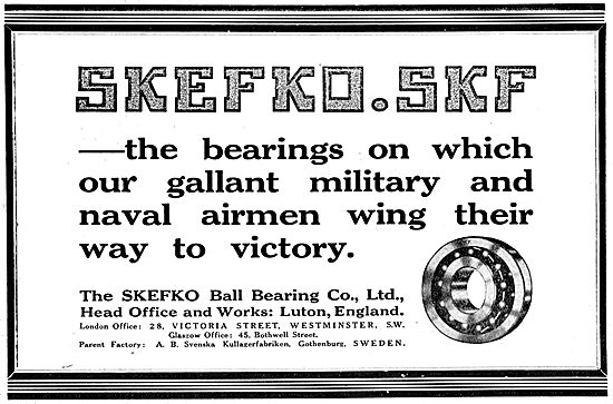 Skefco SKF Ball Bearings - WW1 Advert                            