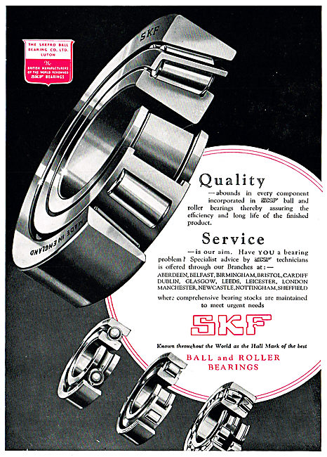 SKF Bearings & Control Pulleys For Aircraft 1950                 
