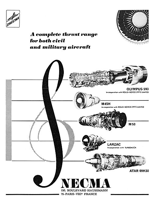SNECMA Aero Engine  Range 1971                                   