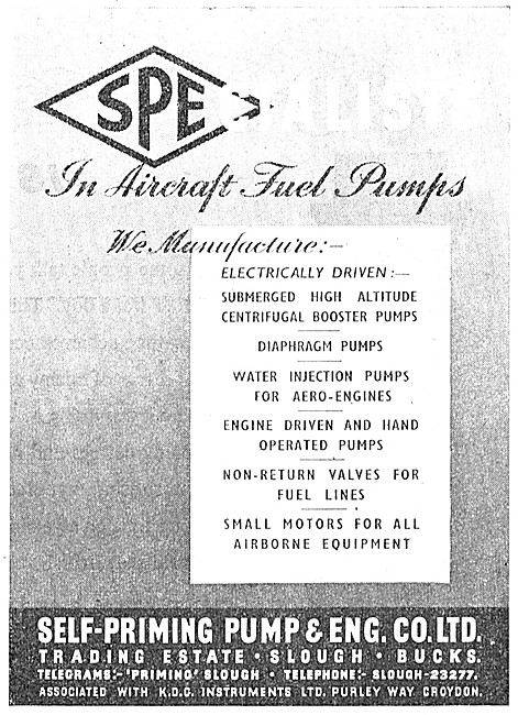 SPE Aircraft Fuel Pumps, Valves & Fuel Line Equipment            