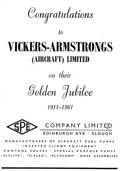SPE Congratulate Vickers On Their Golden Jubilee                 