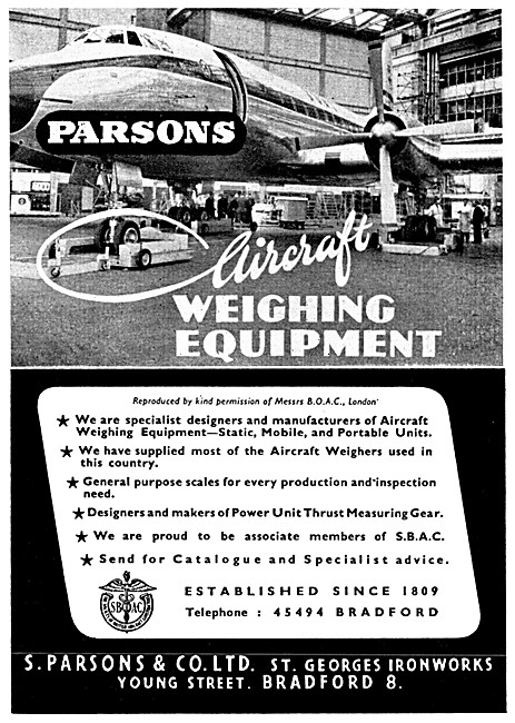 Parsons Aircraft Weighing Equipment                              