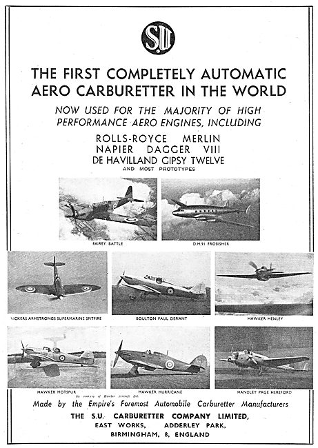 S.U.Aero Engine Carburetters                                     