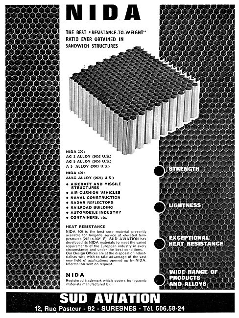 Sud Aviation NIDA Honeycomb Sandwich Structures                  