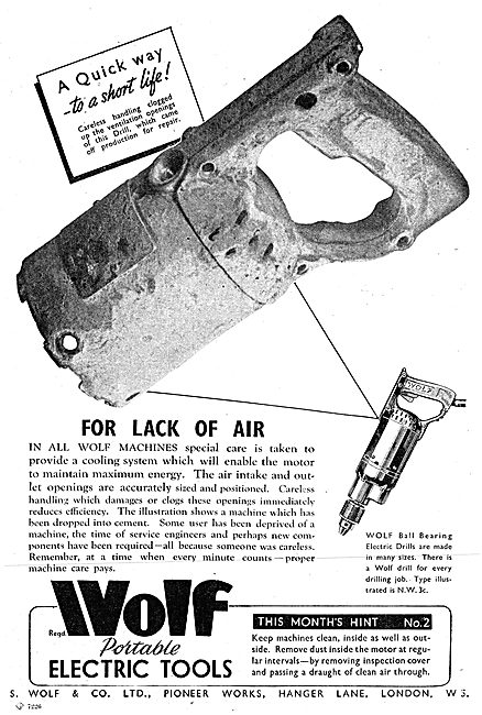 Wolf Portable Electric Tools 1943 Advert                         