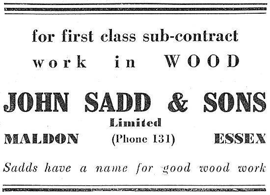 John Sadd - Woodworkers To The Aircraft Industry                 